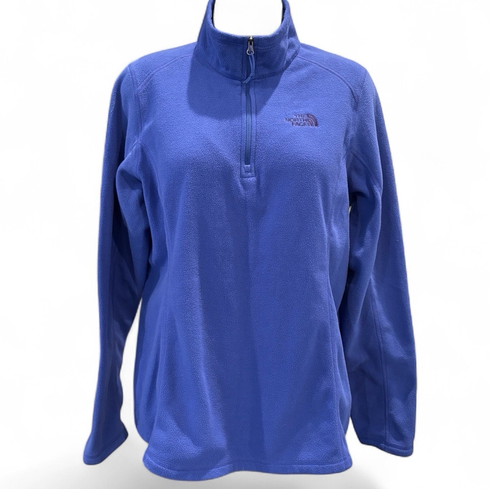 The North Face Blue/Purple Fleece Quarter-Zip Pullover Women's L Cozy Soft Warm